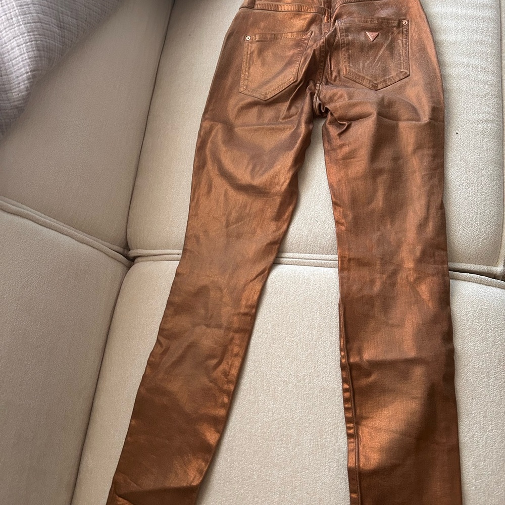 Guess Brown Skinny Jeans with Metallic Finish